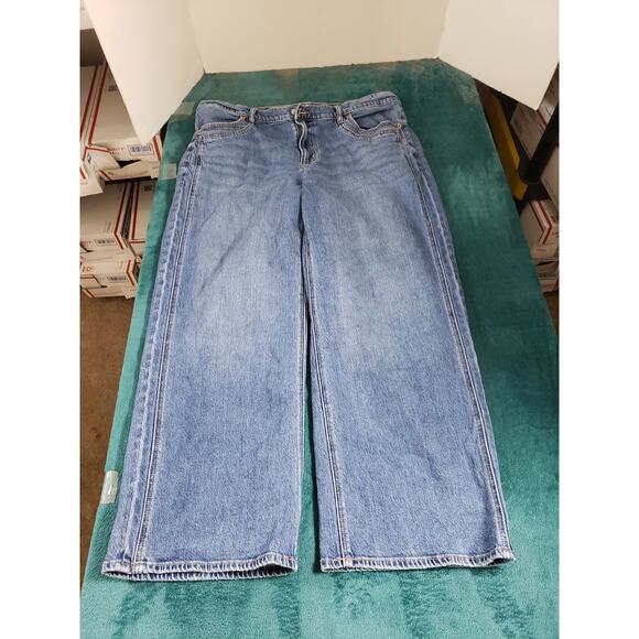 American Eagle Jeans Size 18 Womens Blue Stretch Pants Wide Leg Baggy Stove Pipe - Picture 2 of 14